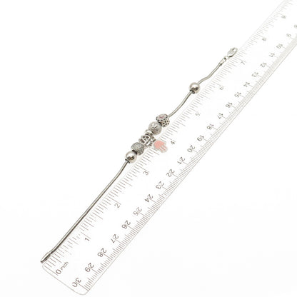 925 Sterling Silver Enamel & C Z Hamsa Multi-Charm Snake Link Bracelet 7"