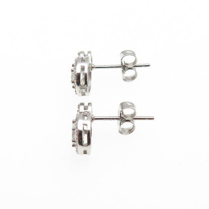 925 Sterling Silver Round-Cut C Z Sparkle Drop Earrings