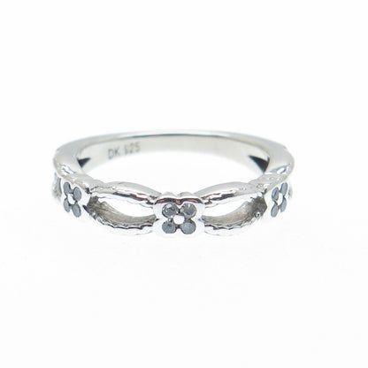 925 Sterling Silver Real Round-Cut Diamond Band Ring Size 5