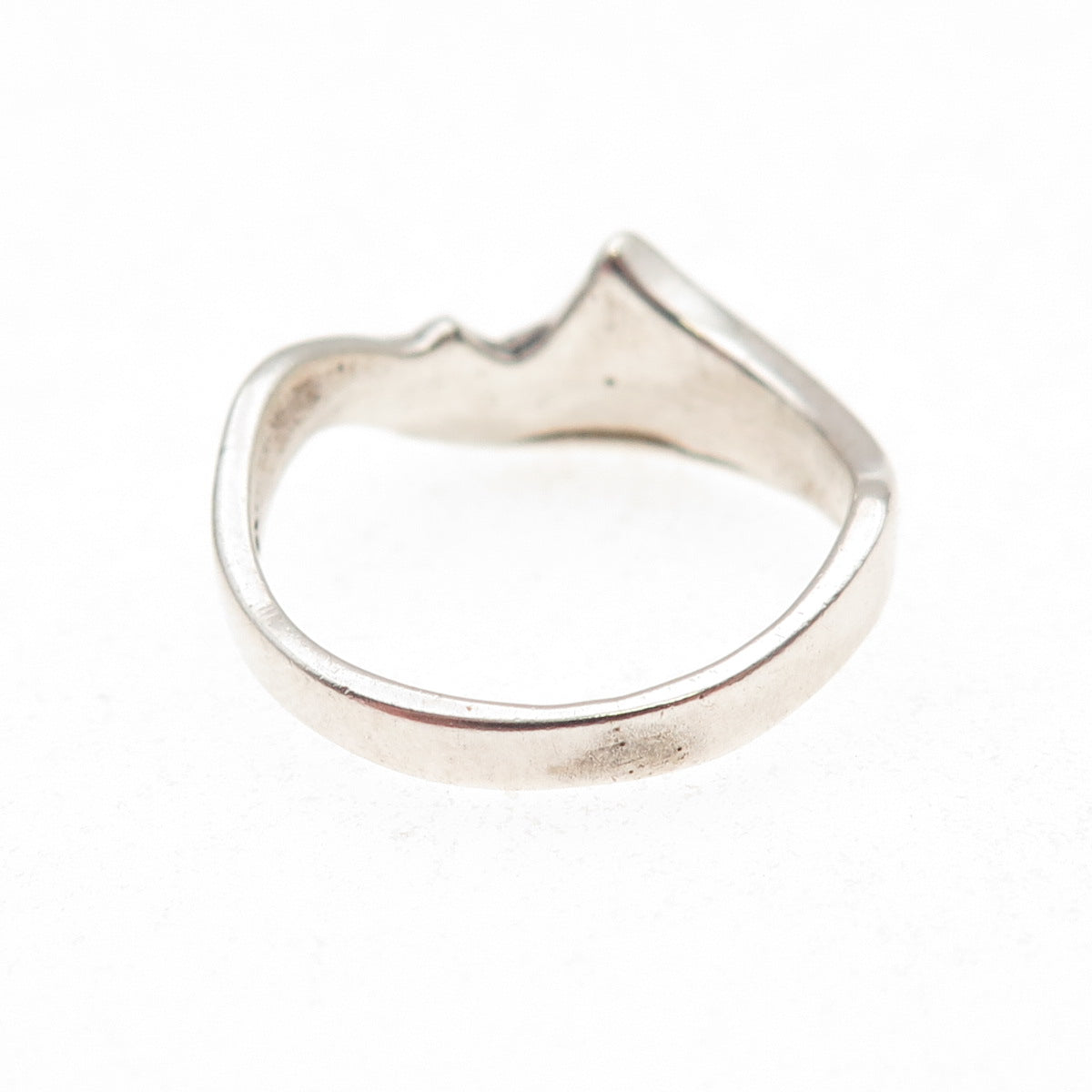 925 Sterling Silver Vintage Modernist Mountains Ring Size 7.75