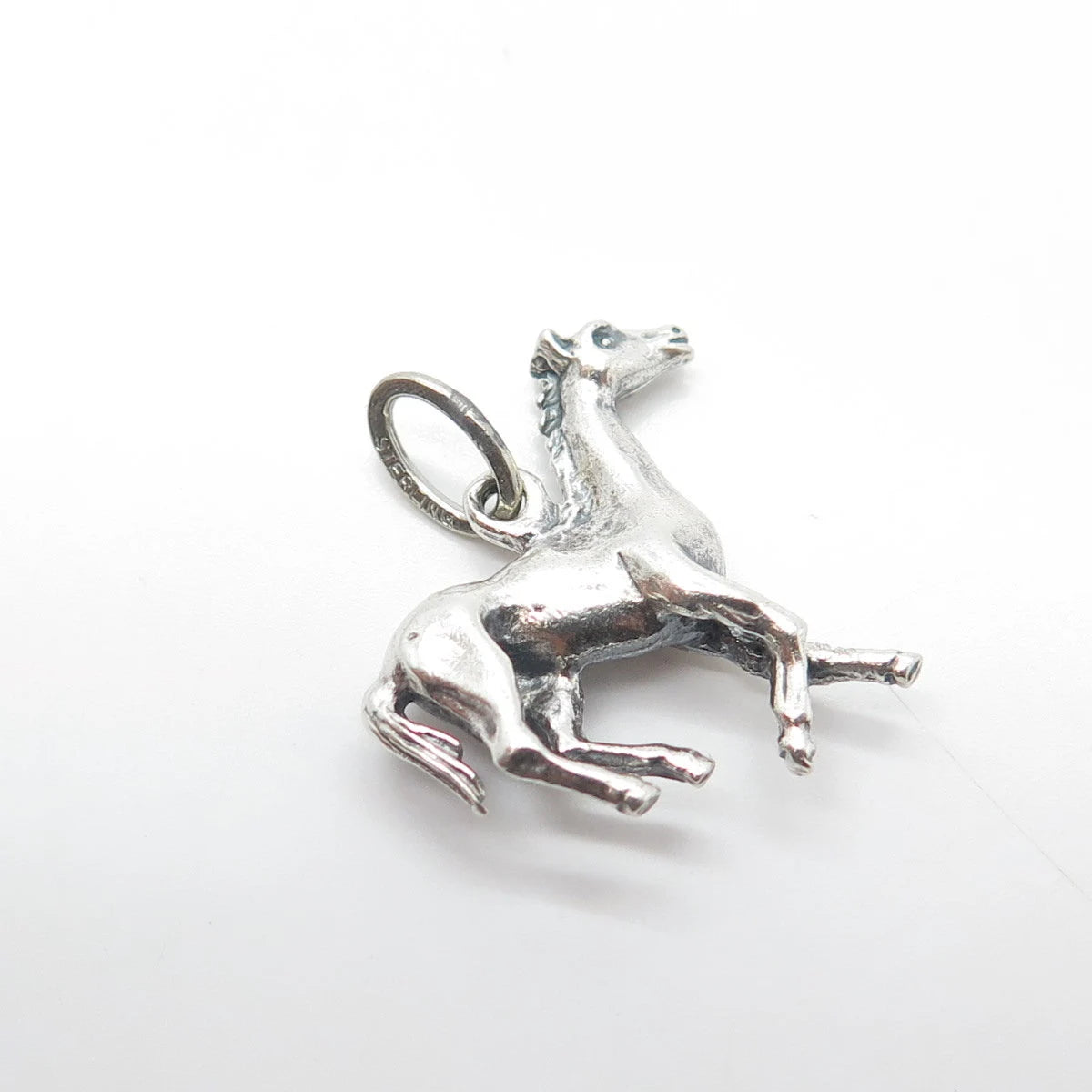 925 Sterling Silver Vintage Trote Y Galope Horse 3D Charm Pendant