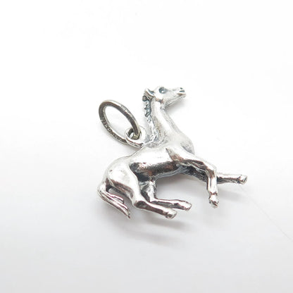 925 Sterling Silver Vintage Trote Y Galope Horse 3D Charm Pendant