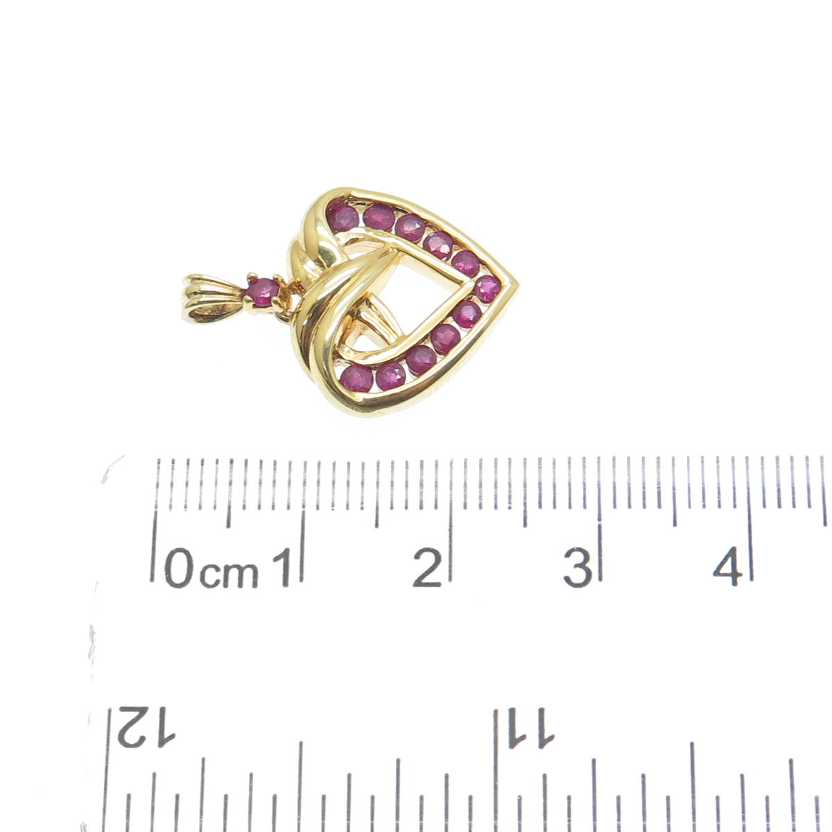 DANBURY MINT 925 Sterling Silver Gold Plated Real Ruby Heart Minimalist Pendant