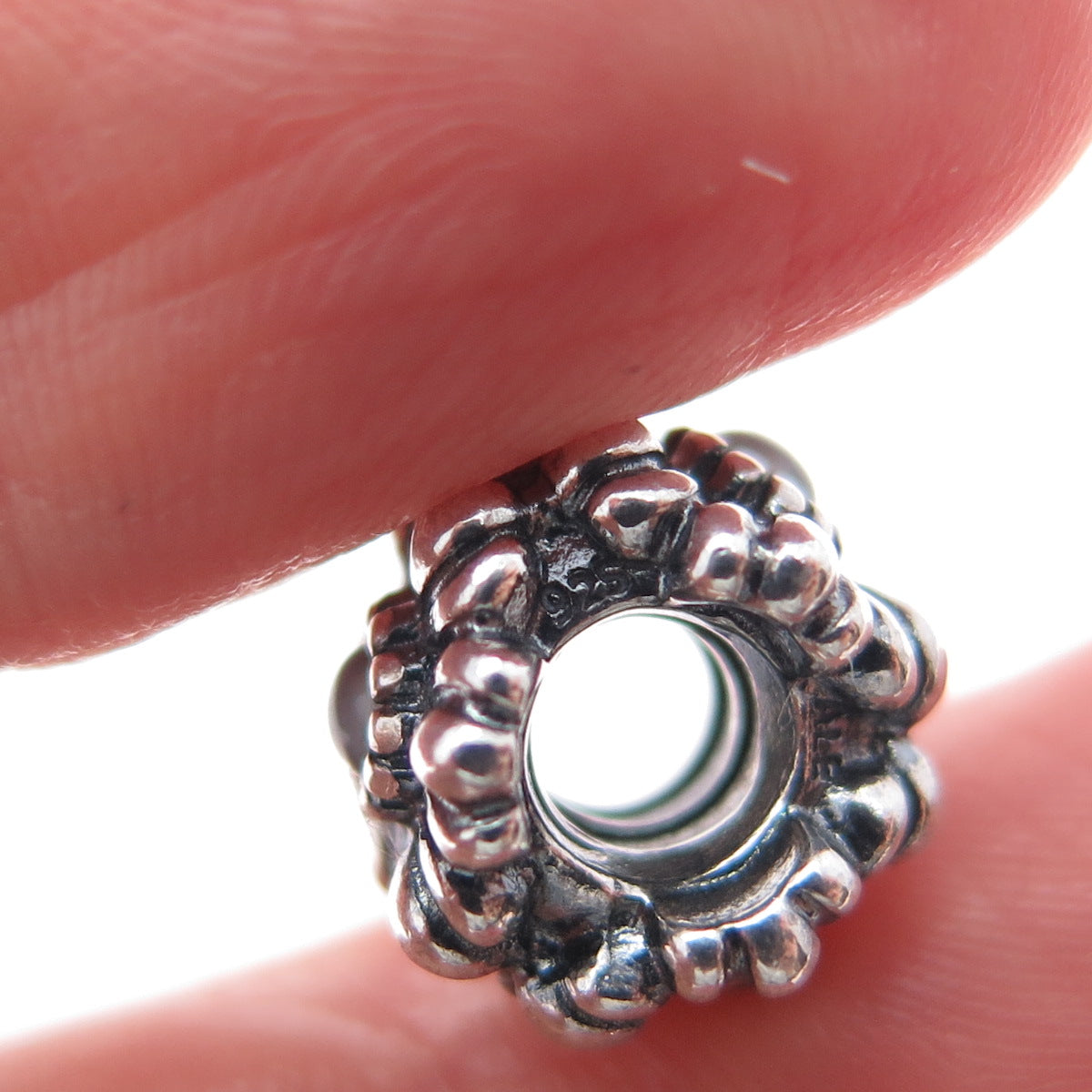 PANDORA Sterling Silver Real Moonstone Birthday Blooms April Slide Bead Charm