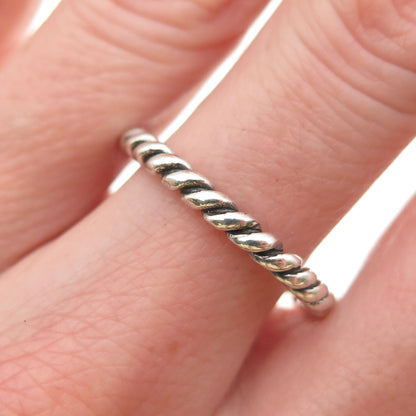925 Sterling Silver Vintage Oxidized Twisted Stackable Band Ring Size 9