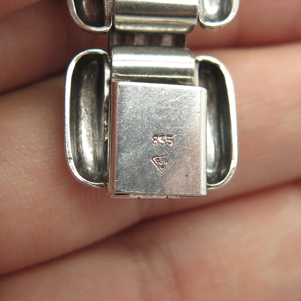 835 Silver Antique Art Deco Panther Link Bracelet 7.5"