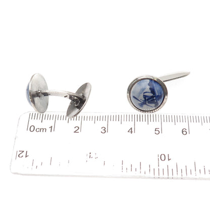 Delft GBS 835 Silver Vintage Dutch Ceramic Windmill Cufflinks