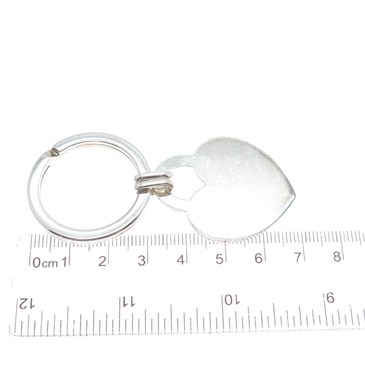 925 Sterling Silver Vintage Heart Tag Key Fob Ring Holder