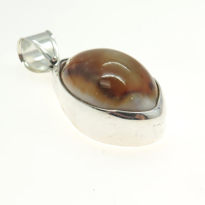 925 Sterling Silver Vintage Real Sea Shell Pendant