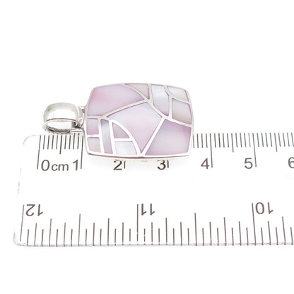 CFJ Collins Fine 925 Sterling Silver Vintage Real Pink MOP Charm Pendant