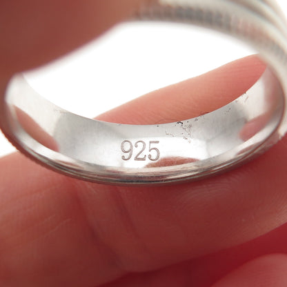 925 Sterling Silver Ribbed Band Ring Size 9.25