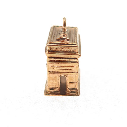 18K Gold Antique Arc de Triomphe 3D Charm Pendant