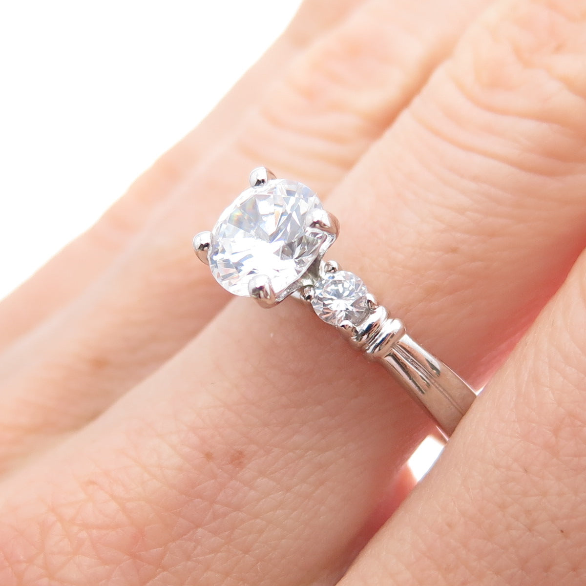 925 Sterling Silver Round-Cut C Z Engagement Ring Size 8.25