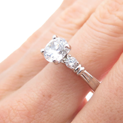 925 Sterling Silver Round-Cut C Z Engagement Ring Size 8.25