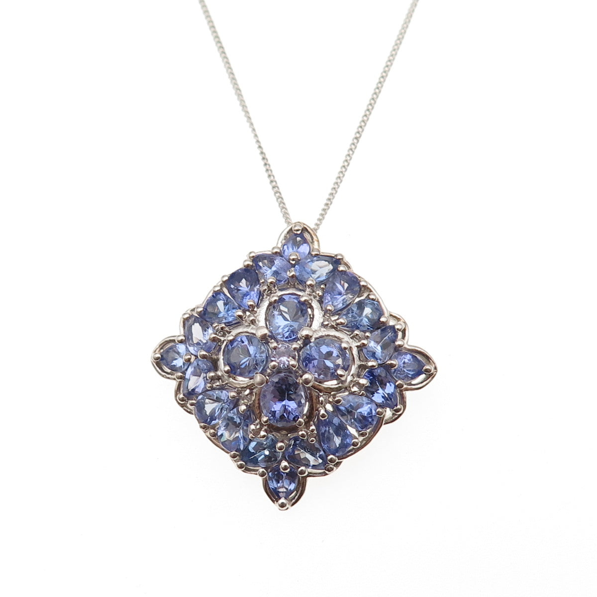 Chuck Clemency 925 Sterling Silver Real Tanzanite Cuban Chain Necklace 20"