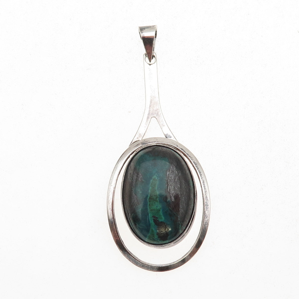 925 Sterling Silver Vintage Israel Real Eilat Modernist Oxidized Pendant