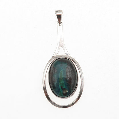 925 Sterling Silver Vintage Israel Real Eilat Modernist Oxidized Pendant