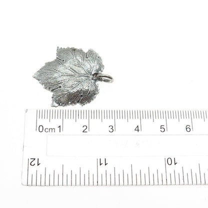 Gianmaria Buccellati 925 Sterling Silver Vintage Grape Leaf Oxidized Pendant