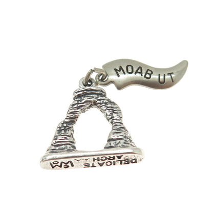 WHEELER MFG 925 Sterling Silver Vintage Delicate Arch Oxidized Charm Pendant