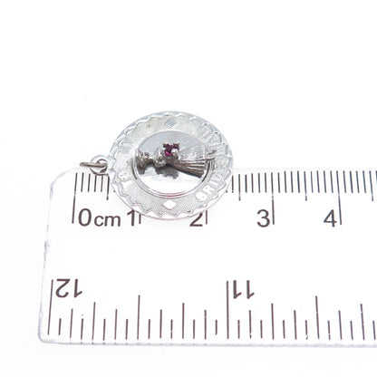 925 Sterling Silver Vintage Real Rhodolite To My Bridesmaid Mini Charm Pendant