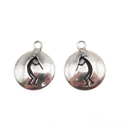 Old Pawn Sterling Silver Vintage Southwestern Kokopelli Tribal Jacket Earrings