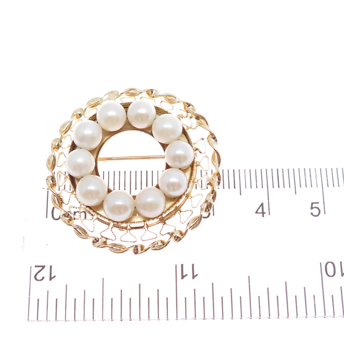 CATAMORE 1/20 12K Gold Filled Antique Art Deco Real Pearl Filigree Pin Brooch