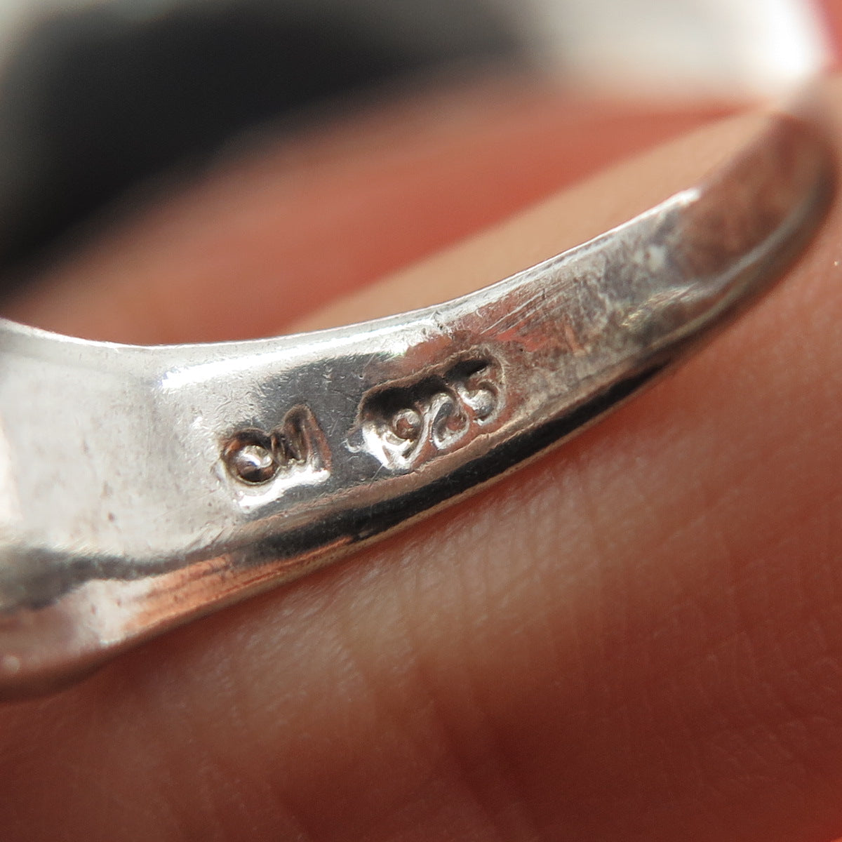 925 Sterling Silver Vintage Lapis Turquoise Abalone Shell & MOP Ring Size 7.75