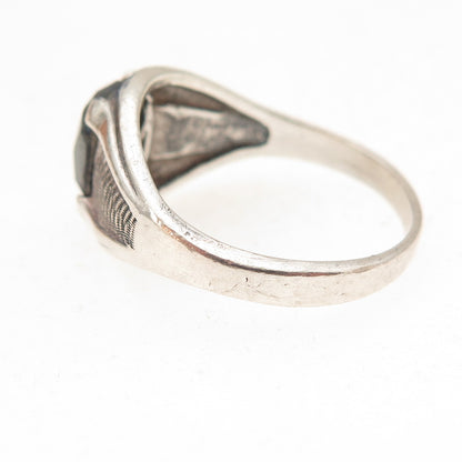 Wheeler Mfg Old Pawn 925 Sterling Silver Vintage Hematite Tribal Ring Size 11