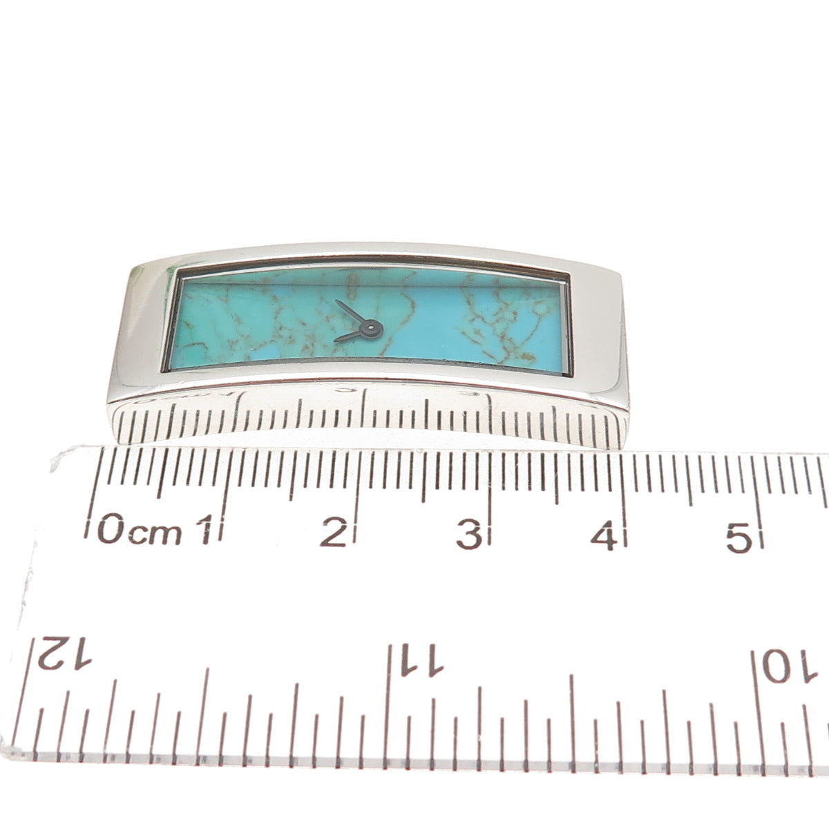 Ecclissi 925 Sterling Silver Vintage Real Lone Mountain Turquoise Quartz Watch