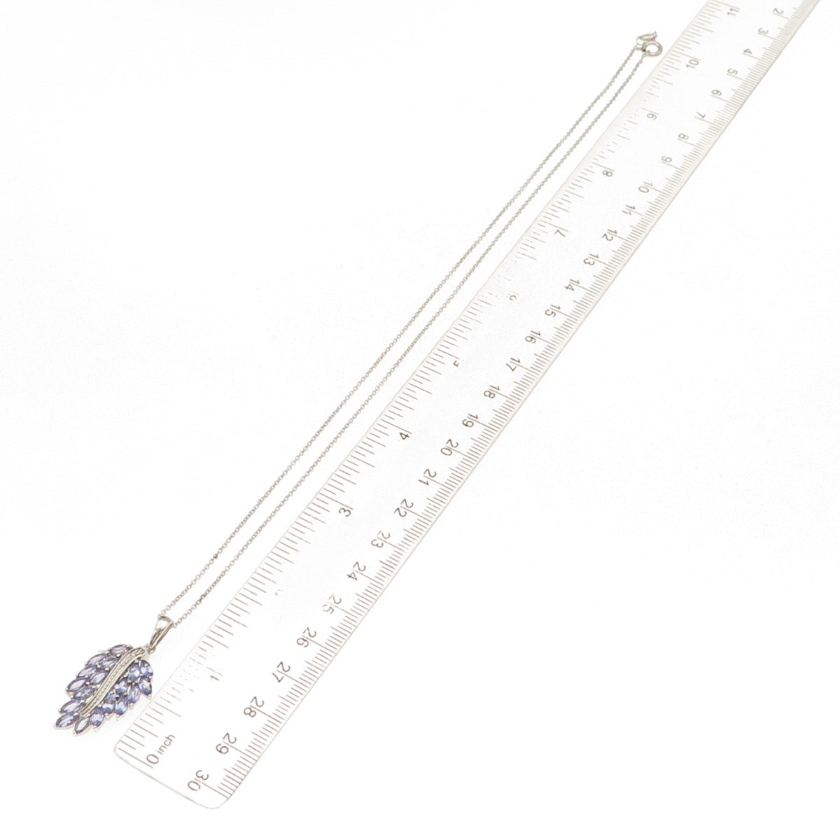 D'Joy 925 Sterling Silver Real Tanzanite & White Topaz Cable Chain Necklace 18"