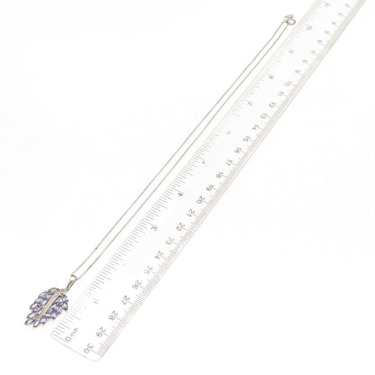 D'Joy 925 Sterling Silver Real Tanzanite & White Topaz Cable Chain Necklace 18"