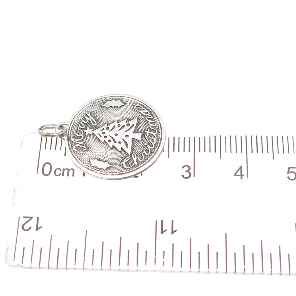 BEAU 925 Sterling Silver Vintage Merry Christmas Oxidized Charm Pendant