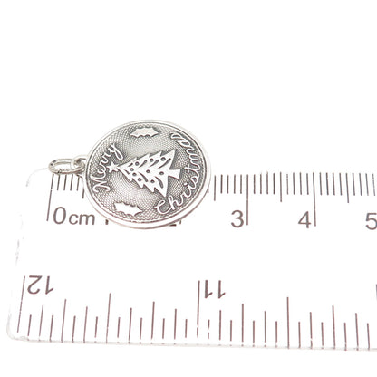 BEAU 925 Sterling Silver Vintage Merry Christmas Oxidized Charm Pendant