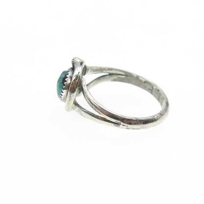 Old Pawn 925 Sterling Silver Vintage MF Artisan Turquoise Tribal Ring Size 6.25