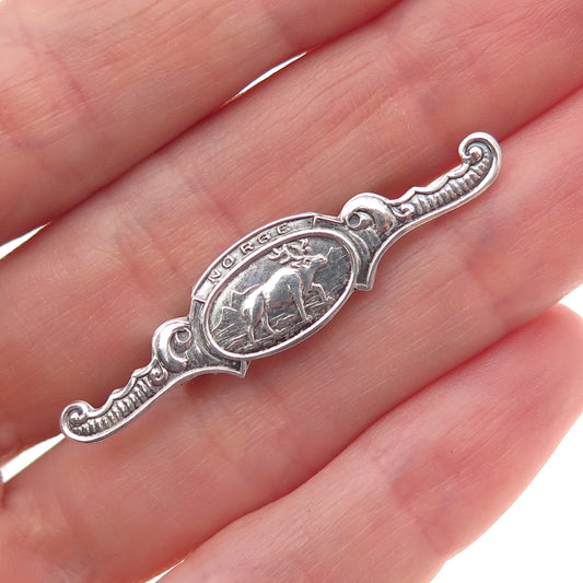 830S Silver Antique Art Deco Norway Elk Oxidized Pin Brooch