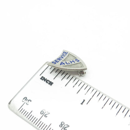 925 Sterling Silver Antique Enamel Abraham Lincoln High School Shield Pin Brooch