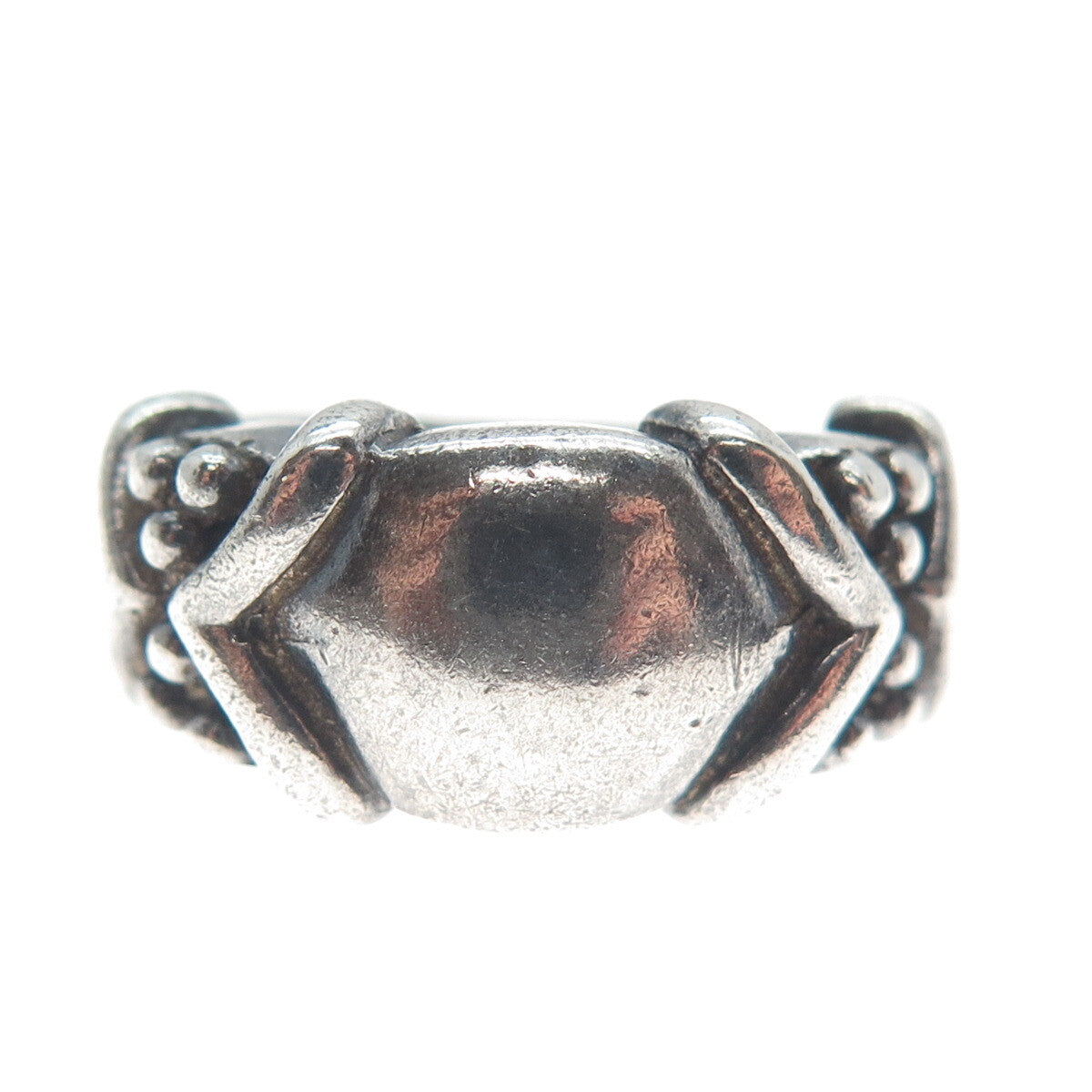 SIDNEY EVAN 925 Sterling Silver Vintage Modernist Oxidized Ring Size 5.75