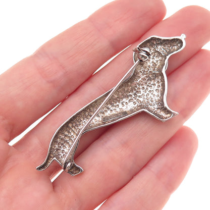 925 Sterling Silver Vintage Italy Dachshund Oxidized Pin Brooch