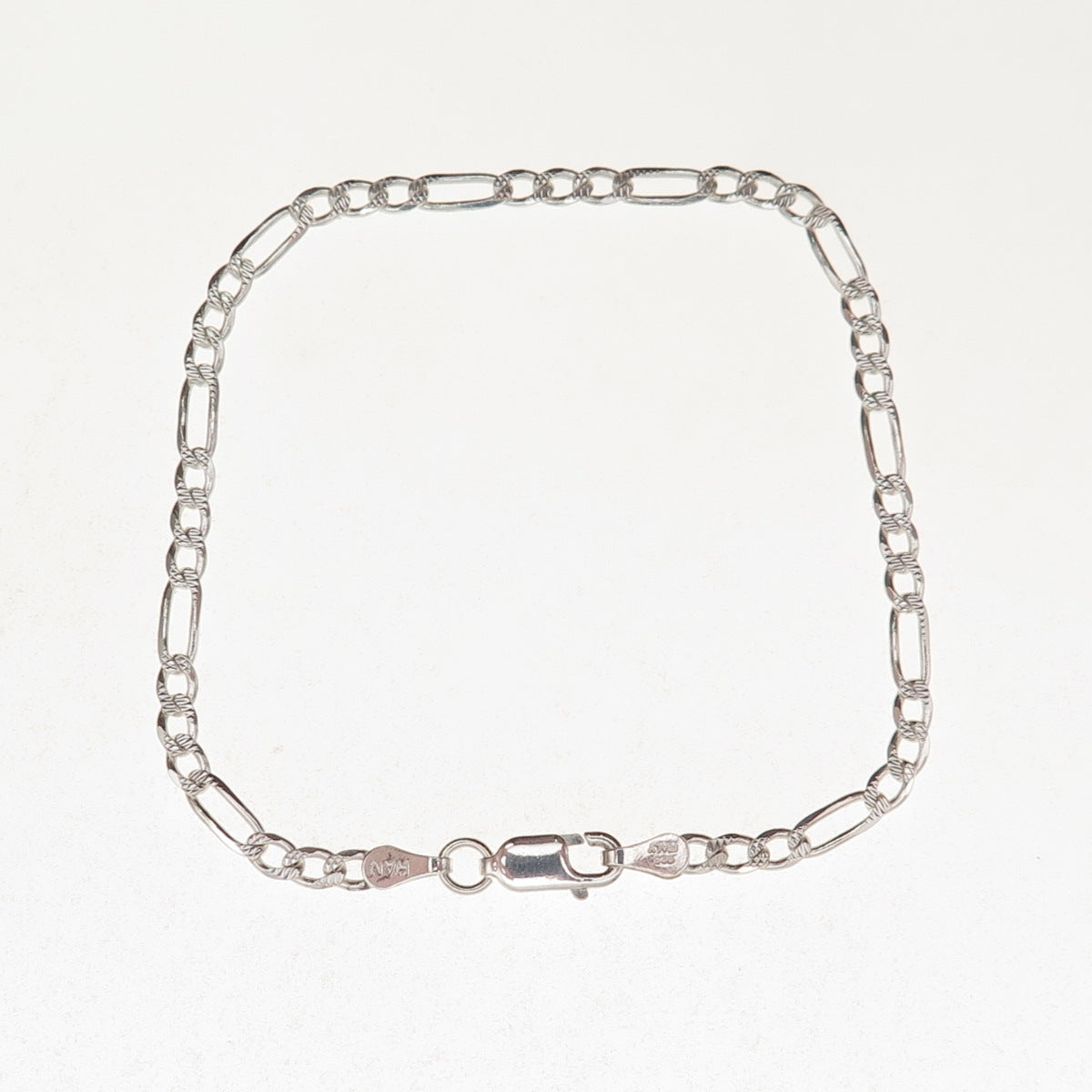 Han 925 Sterling Silver Vintage Italy Figaro Link Bracelet 7"