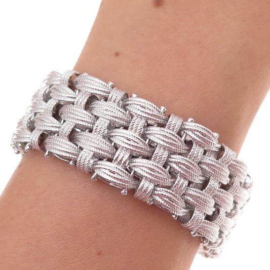 Dasan 925 Sterling Silver Vintage Italy Heavy 53.5g Braided Link Bracelet 7.25"