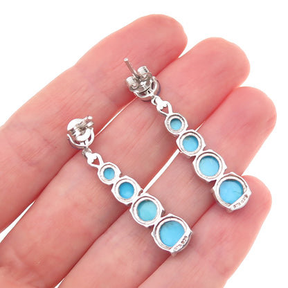 Chuck Clemency 925 Sterling Silver Real Turquoise & Tanzanite Dangle Earrings