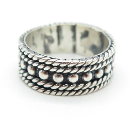 925 Sterling Silver Vintage Mexico Granulated Roped Band Ring Size 8.25