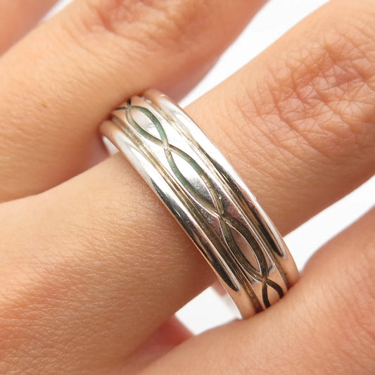 925 Sterling Silver Vintage Ornate Band Ring Size 13.25