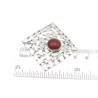 925 Sterling Silver Vintage Israel Real Carnelian Modernist Slide Pendant