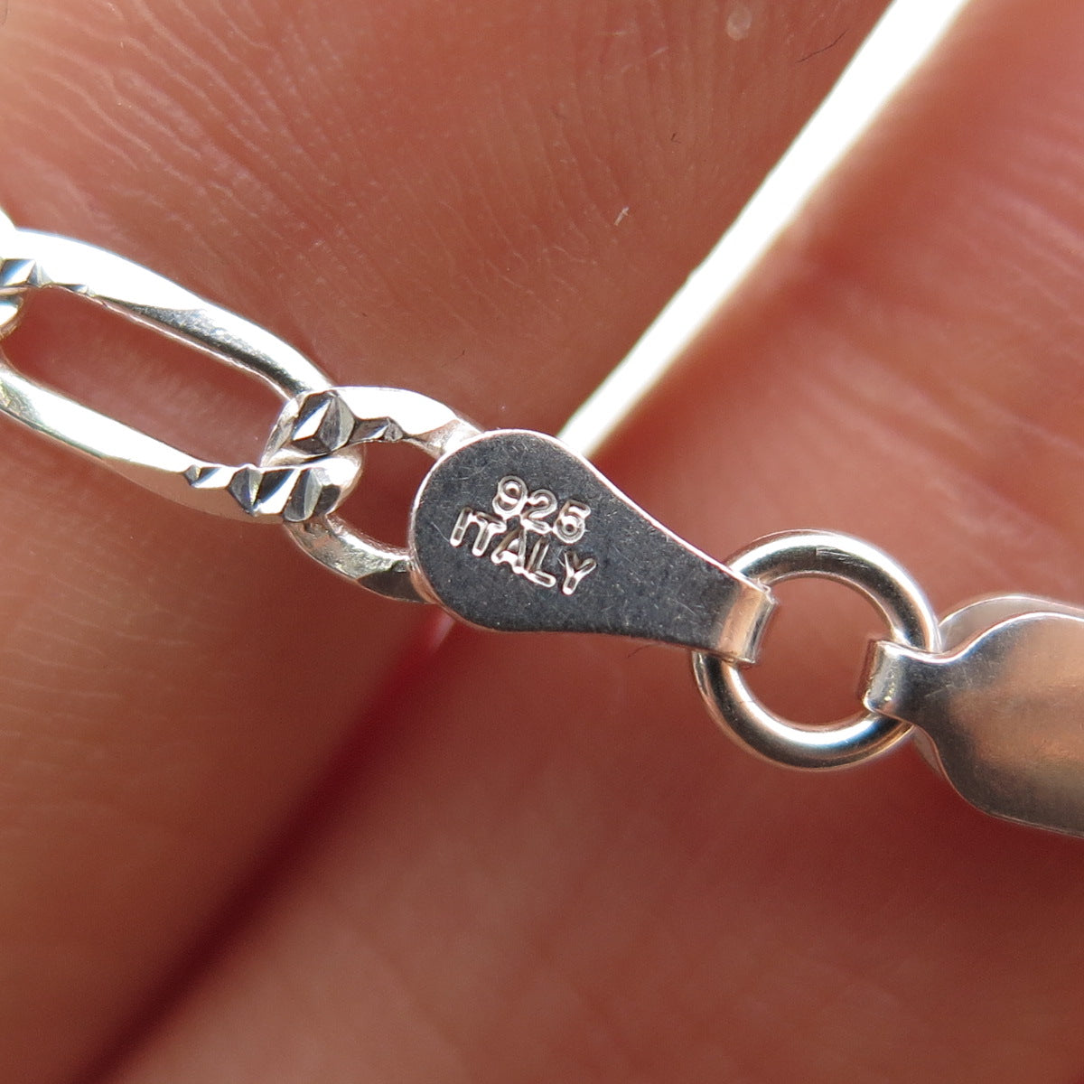 P. LUX 925 Sterling Silver Vintage Italy Figaro Chain Necklace 20"