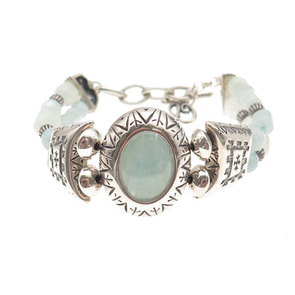 Carolyn Pollack Old Pawn 925 Sterling Silver Vintage Aquamarine Bracelet 6-7"
