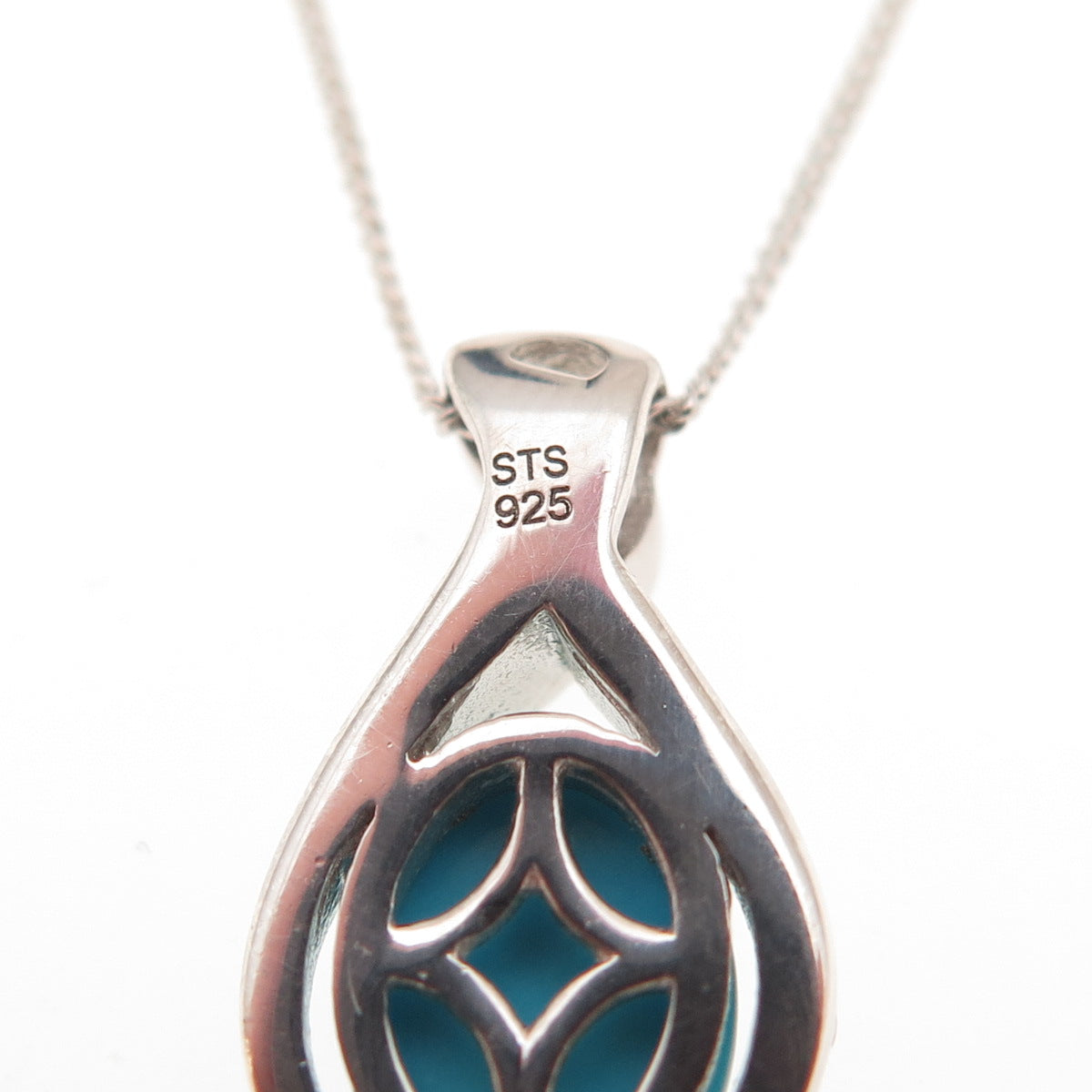 Chuck Clemency 925 Sterling Real Turquoise White Topaz Cuban Chain Necklace 20"