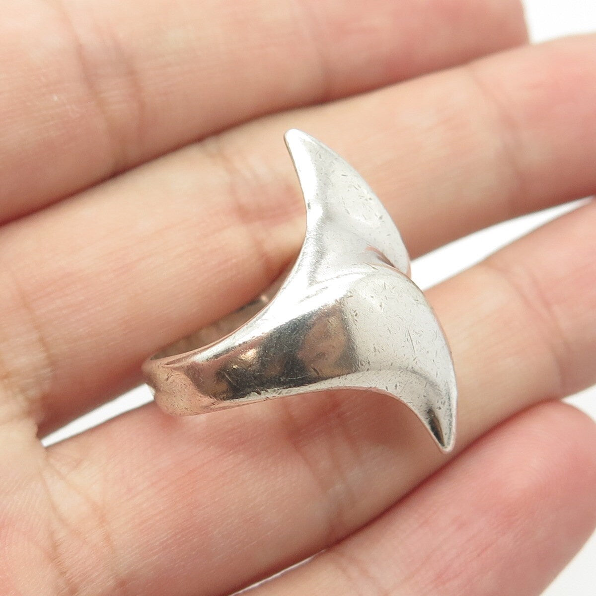 925 Sterling Silver Vintage Italy Bypass Modernist Ring Size 5.75