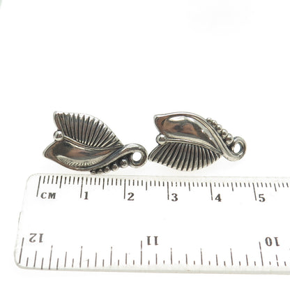 DANECRAFT Sterling Silver Antique Art Deco Floral Repousse Screw Back Earrings