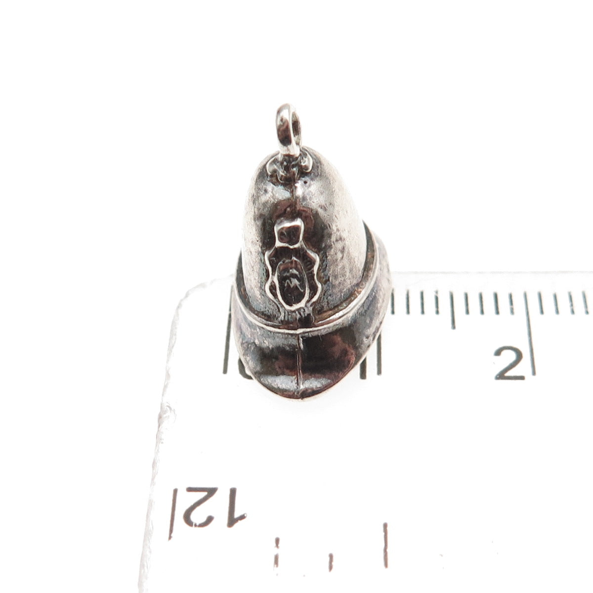 925 Sterling Silver Vintage Firefighter Helmet Oxidized 3D Mini Charm Pendant